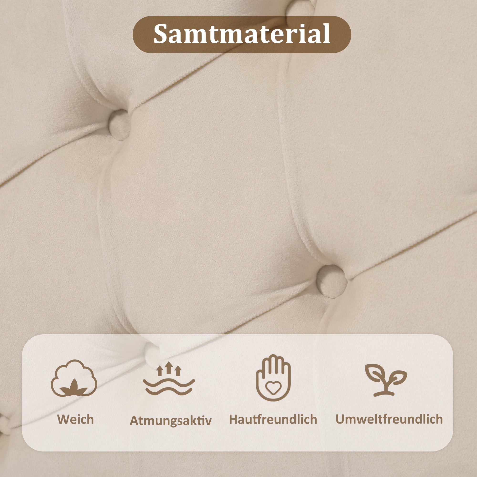 Cama tapizada 140x190cm en terciopelo con cabecero regulable + somier - Beige - 8