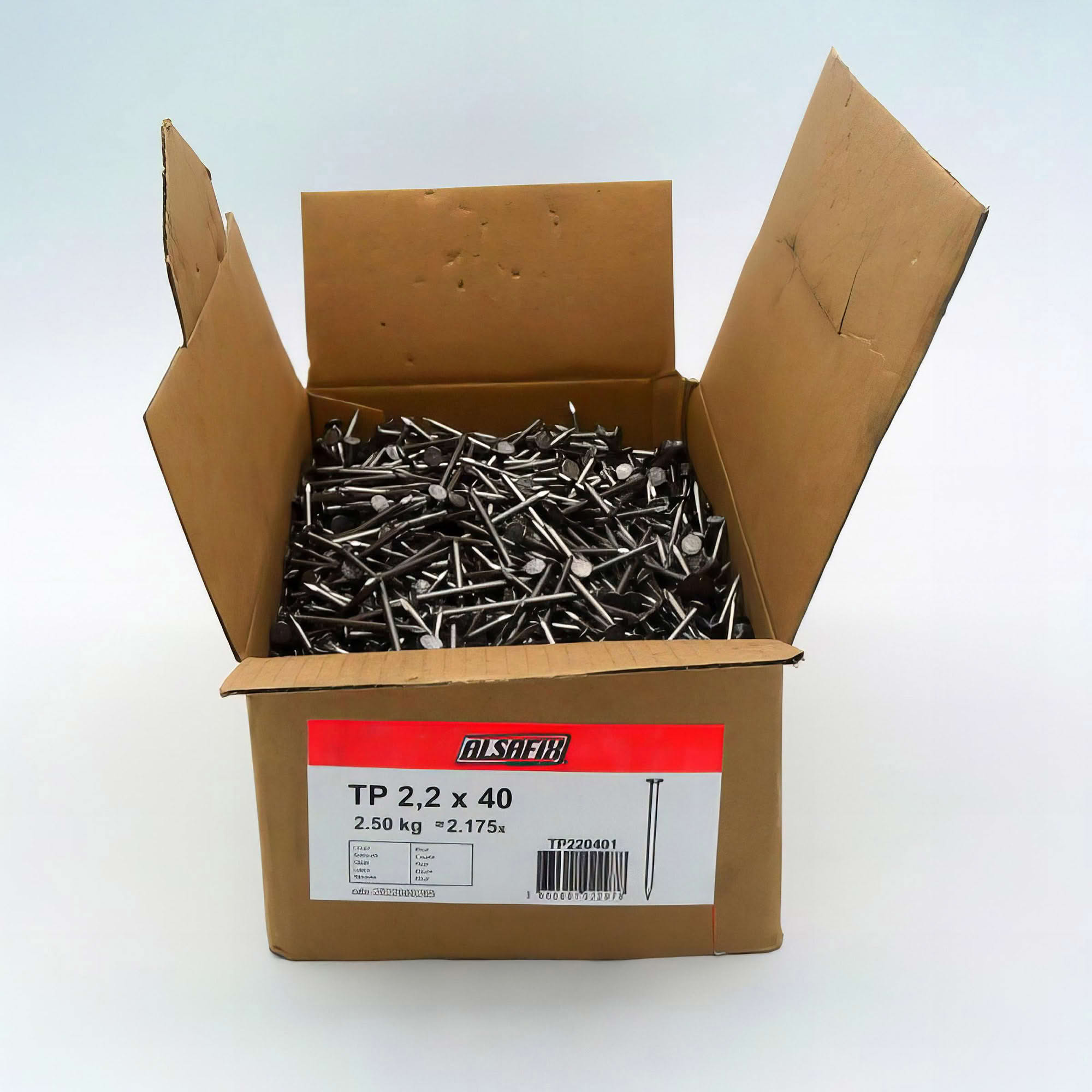 Pointe lisse en vrac tête plate (TP) 2,2 x 40 mm - 2,5 Kg - TP220401 Alsafix - 2