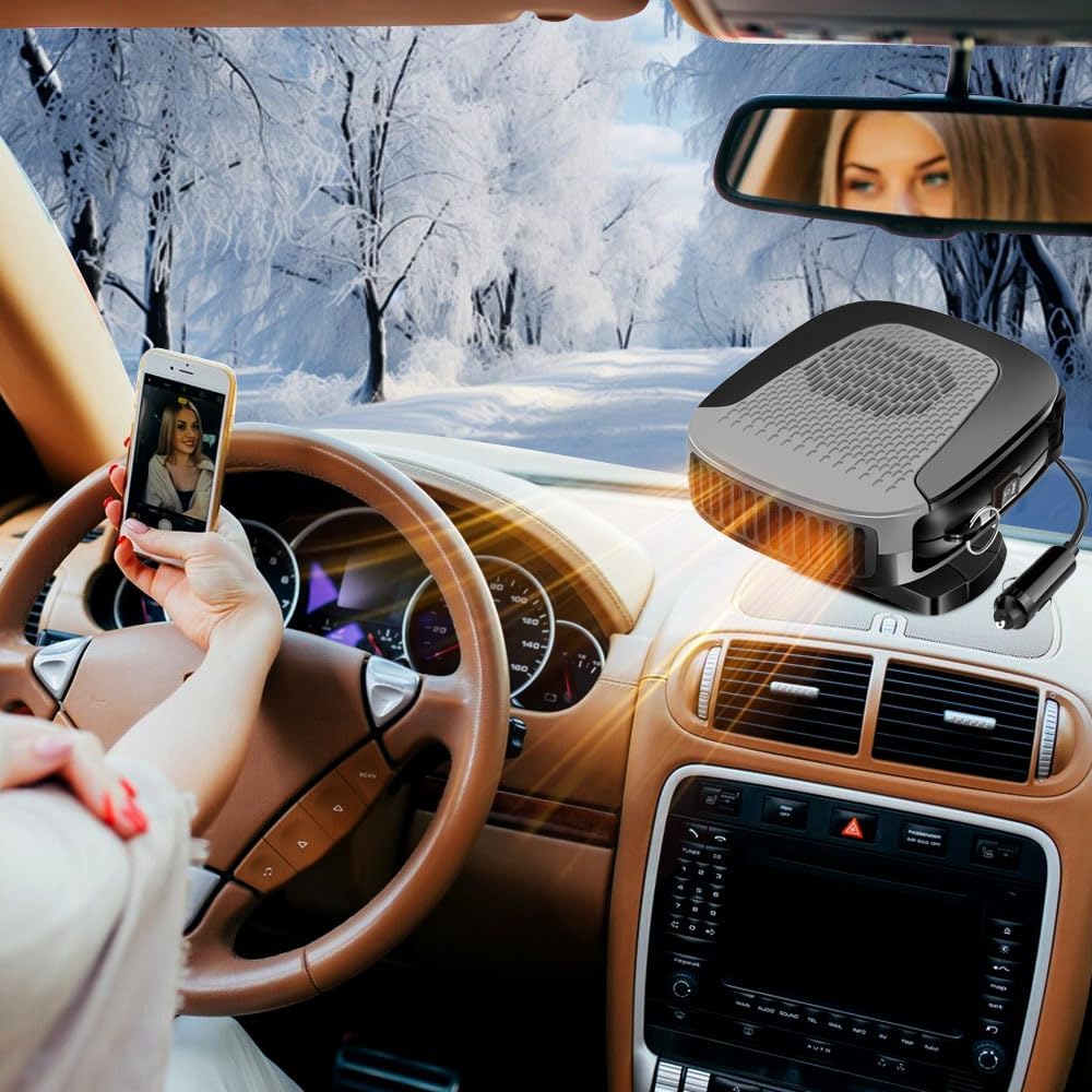Riscaldatore Per Auto 12V 2 In 1 – Aria Calda E Fredda, Base Girevole 360°, Sbrina Il Parabrezza In 3 Secondi