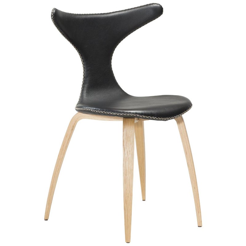 Dolphin Dan-Form krzesło stołowe prawdziwa skóra czarny.