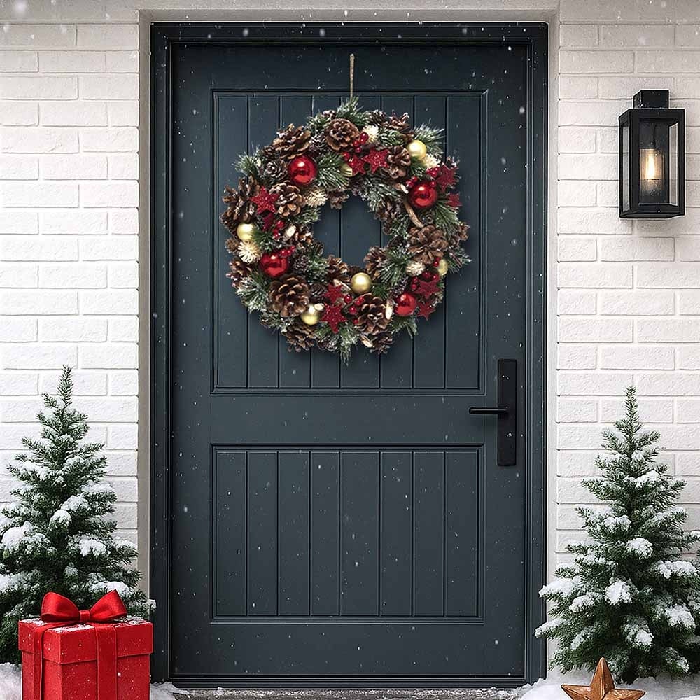 Corona de acebo con estrellas D.35cm - 4