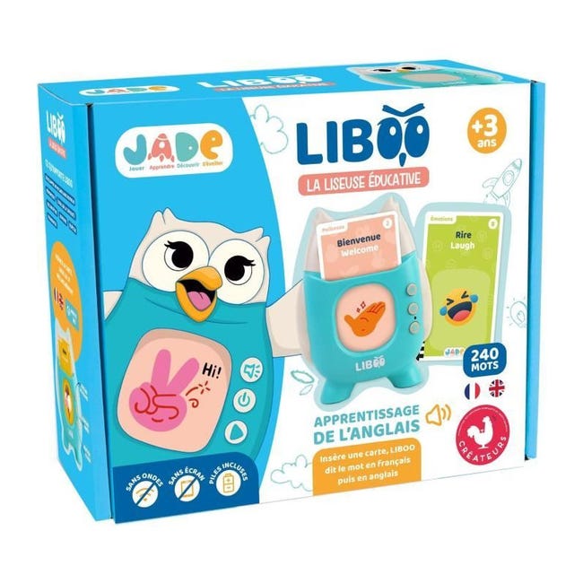 J.A.D.E - Liseuse Liboo - Français - Anglais - 240 Mots - 141509 - Jeu Educatif - Multicolore - Plastique - Piles Incluses - Vocabulaire - Apprentissage - Design Français - À Partir de 3 Ans J.A.D.E - Liseuse Liboo - Français - Anglais - 240 Mots - 141509 - Jeu Educatif - Multicolore - Plastique - Piles Incluses - Vocabulaire - Apprentissage - Design Français - À Partir de 3 Ans