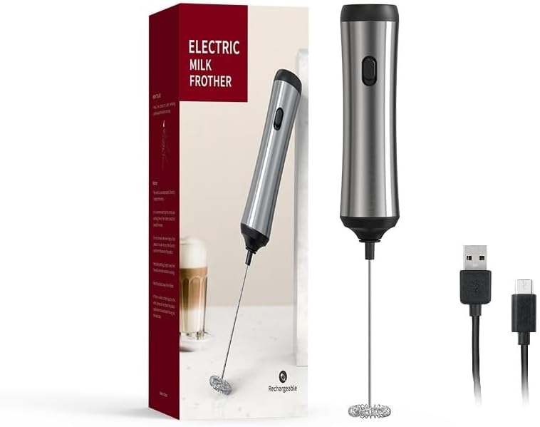 CIRCLE JOY Mousseur à Lait Électrique avec Acier Inoxydable Support Mousseur de Lait Rechargeable Mini Mélangeur de Boissons pour Café, Cappuccino, Latte et Matcha, Noir CIRCLE JOY Mousseur à Lait Électrique avec Acier Inoxydable Support Mousseur de Lait Rechargeable Mini Mélangeur de Boissons pour Café, Cappuccino, Latte et Matcha, Noir