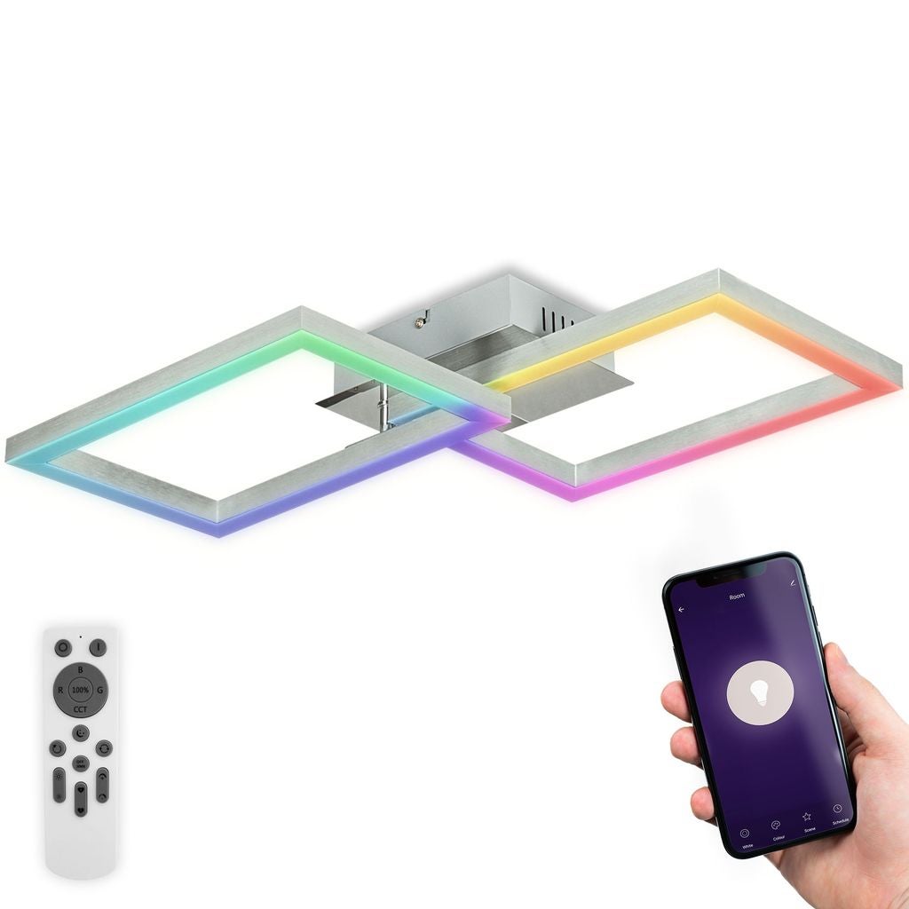 Plafonnier LED Briloner Frame - Pivotant, Télécommande, Dimmable, Couleurs Réglables - Neuf