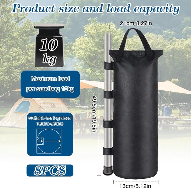 4 Sacs De Sable Lestage 50x20cm En Oxford - Poids Pour Tonnelle, Parasol, Tente Et Trampoline - 9-12kg Par Sac