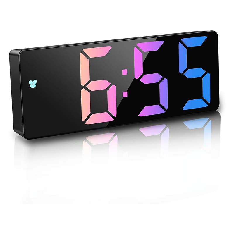 Sveglia Digitale con LED Temperatura Display Orologio, 2 Sveglie, Snooze, 13 Suoni di Allarme Porta, Suoni eRegolabile, Ricarica USB, 4 Livelli di Luminosità Regolabile, Controllo Vocale (bianca