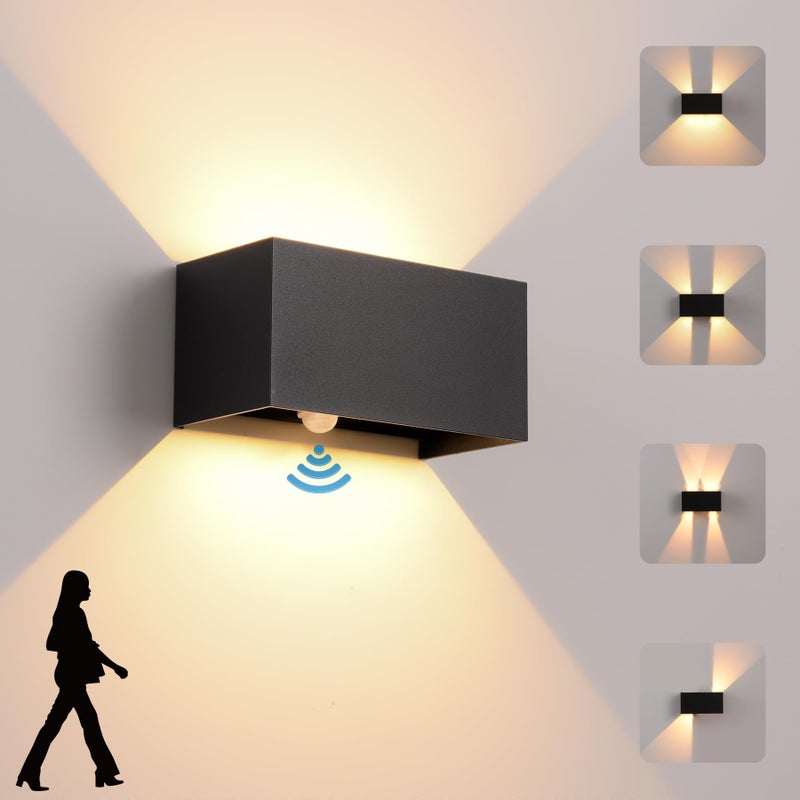 Zewnętrzna lampa ścienna LED 24 W z czujnikiem ruchu, IP65, ciepła biel 3000 K, regulowana wiązka światła