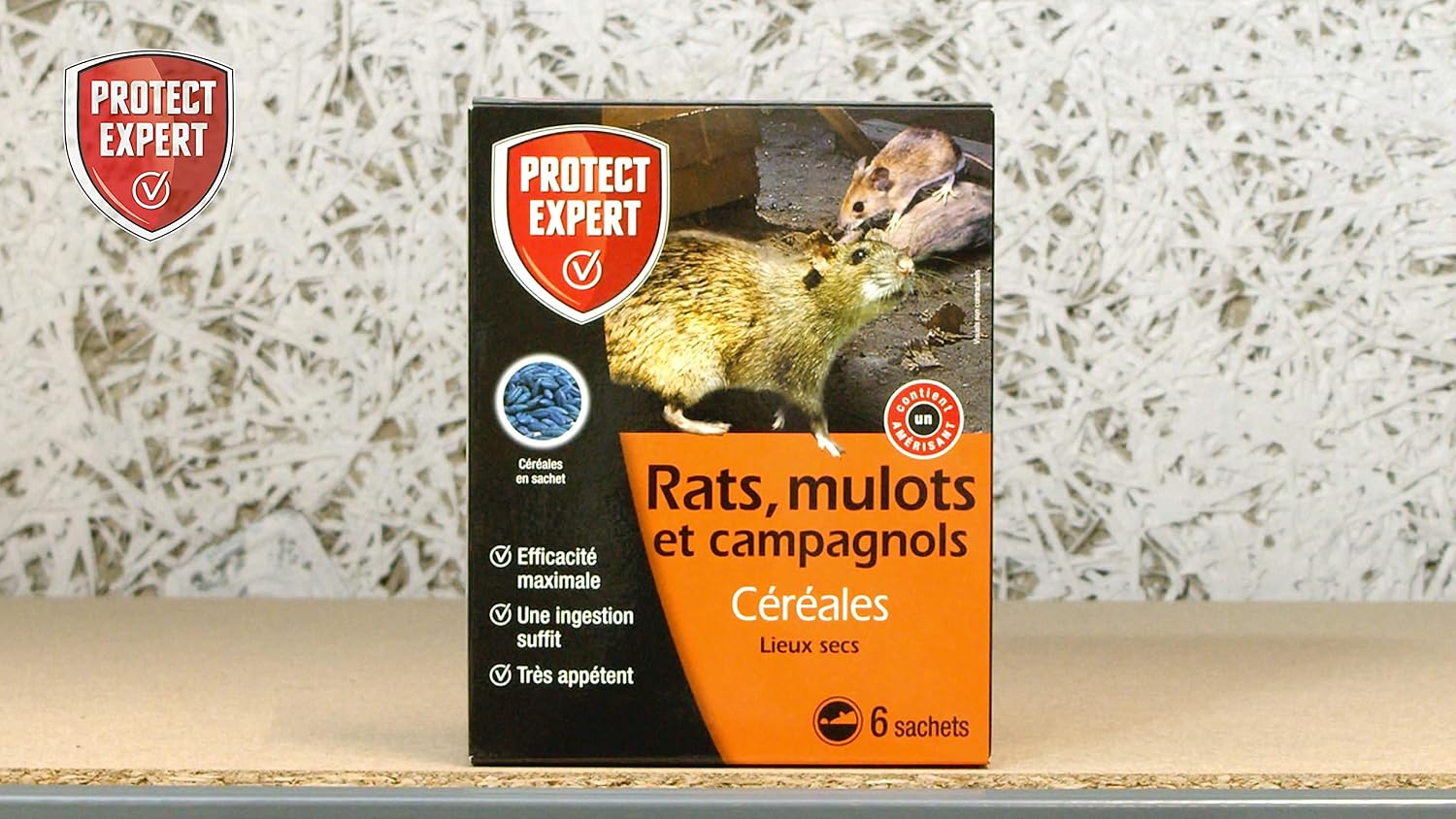 Versione italiana — RAMUCAM150 Anti Rats, Mulots & campagnols - 6 sachets de céréales - Lieux Secs - 125g - Efficacité Maximale - Une Ingestion Suffit - 7