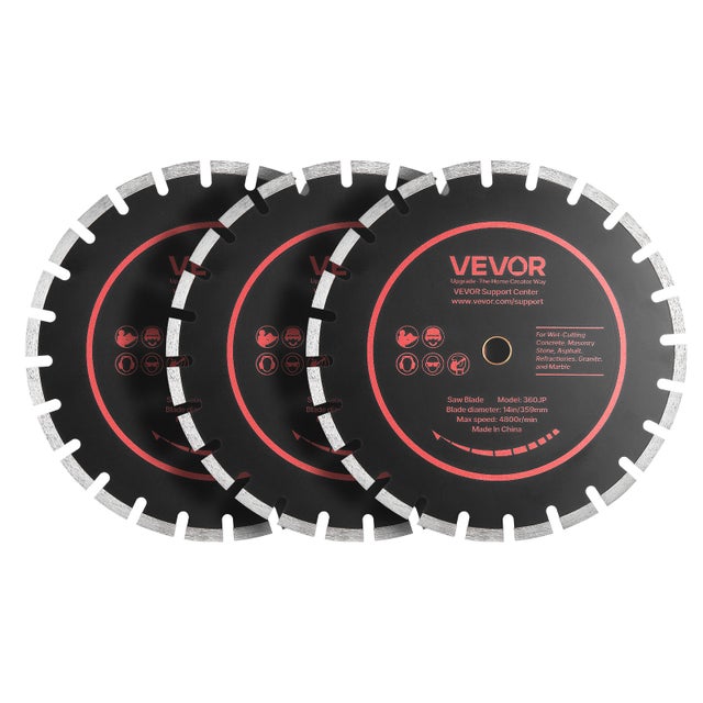 Disque Diamant VEVOR 359 mm Lot de 3, Disque à Tronçonner pour Scie à Béton, Maçonnerie, Brique, Granit et Pierre