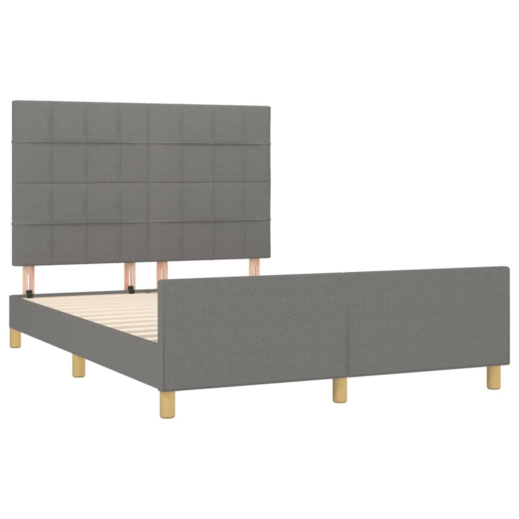 Cadre de lit sans matelas, tissu, gris foncé, pour la chambre, 140 × 200 cm - 4