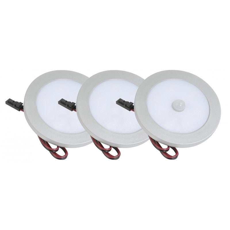 Lot de 3 spots leds aluminium avec détecteur de mouvement - 2