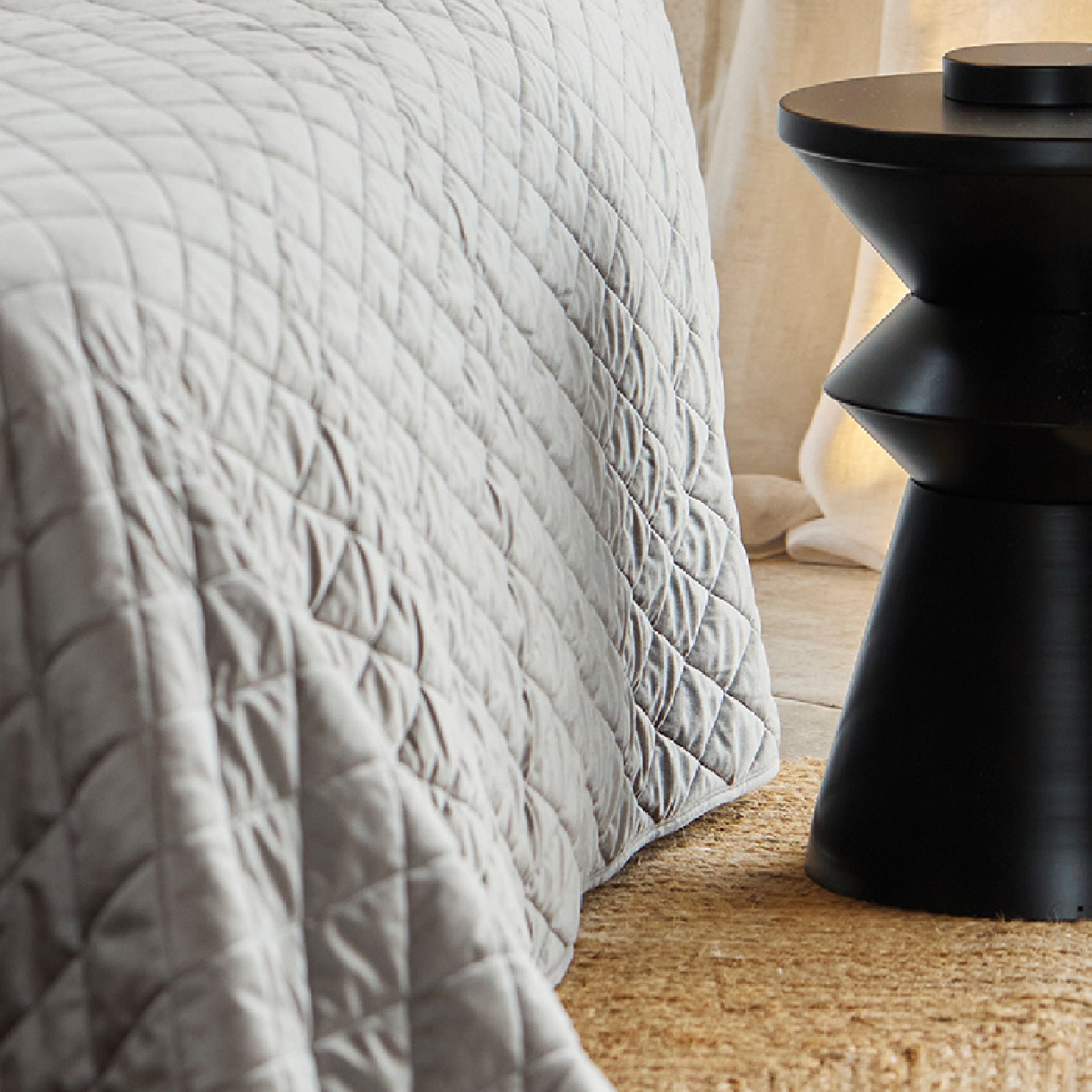 Couvre-Lit et Taies d'Oreiller en Velours Matelassé - Gris - 240x260 cm - Microfibre/Polyester/Velours - 3