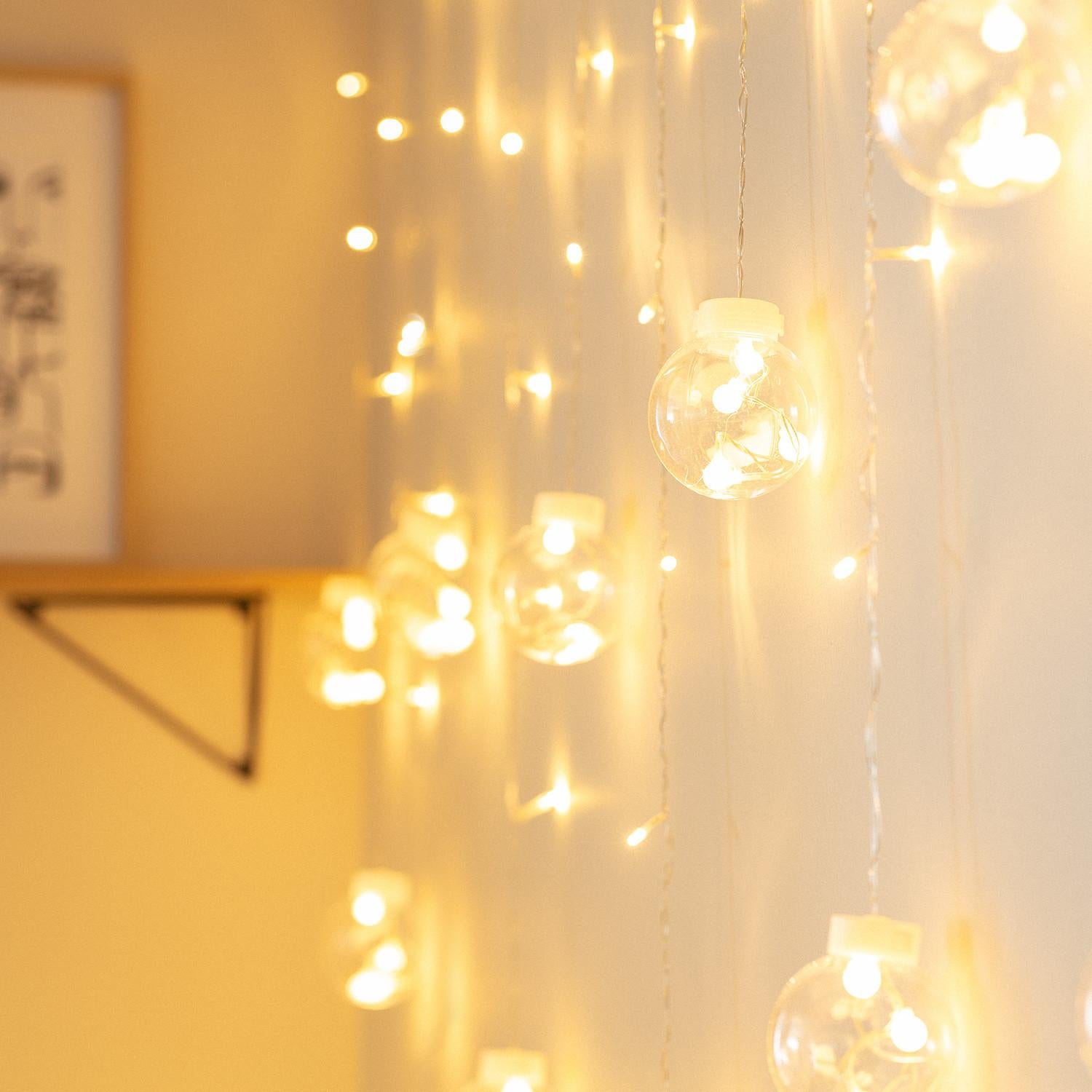 Rideau Boules Suspendues LED 3.6W 2.5m 3000K Blanc chaud | Idéal pour Noël - 6