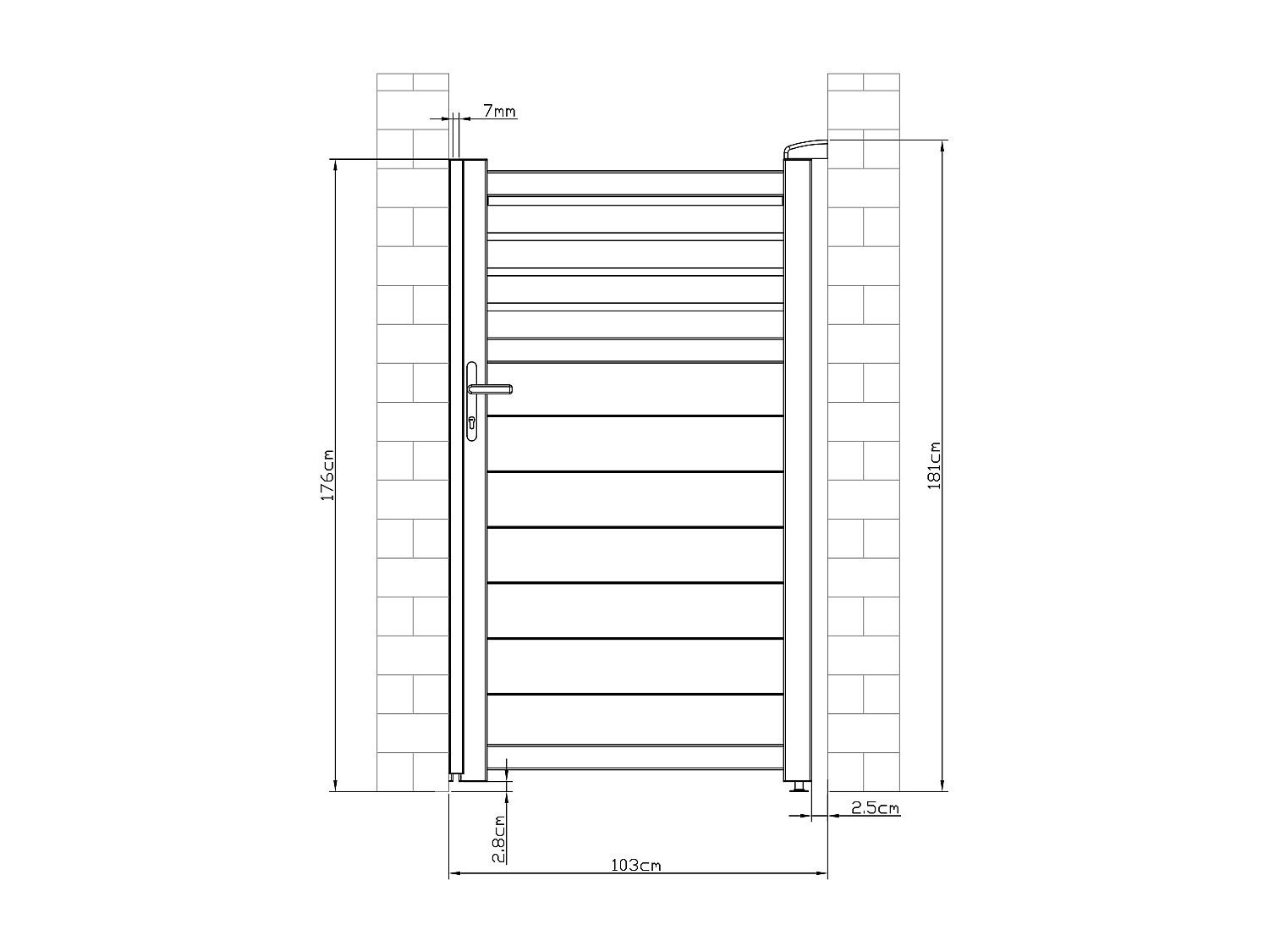 Portillon battant aluminium persienné L103 x H180 cm blanc - VIAZO - 4