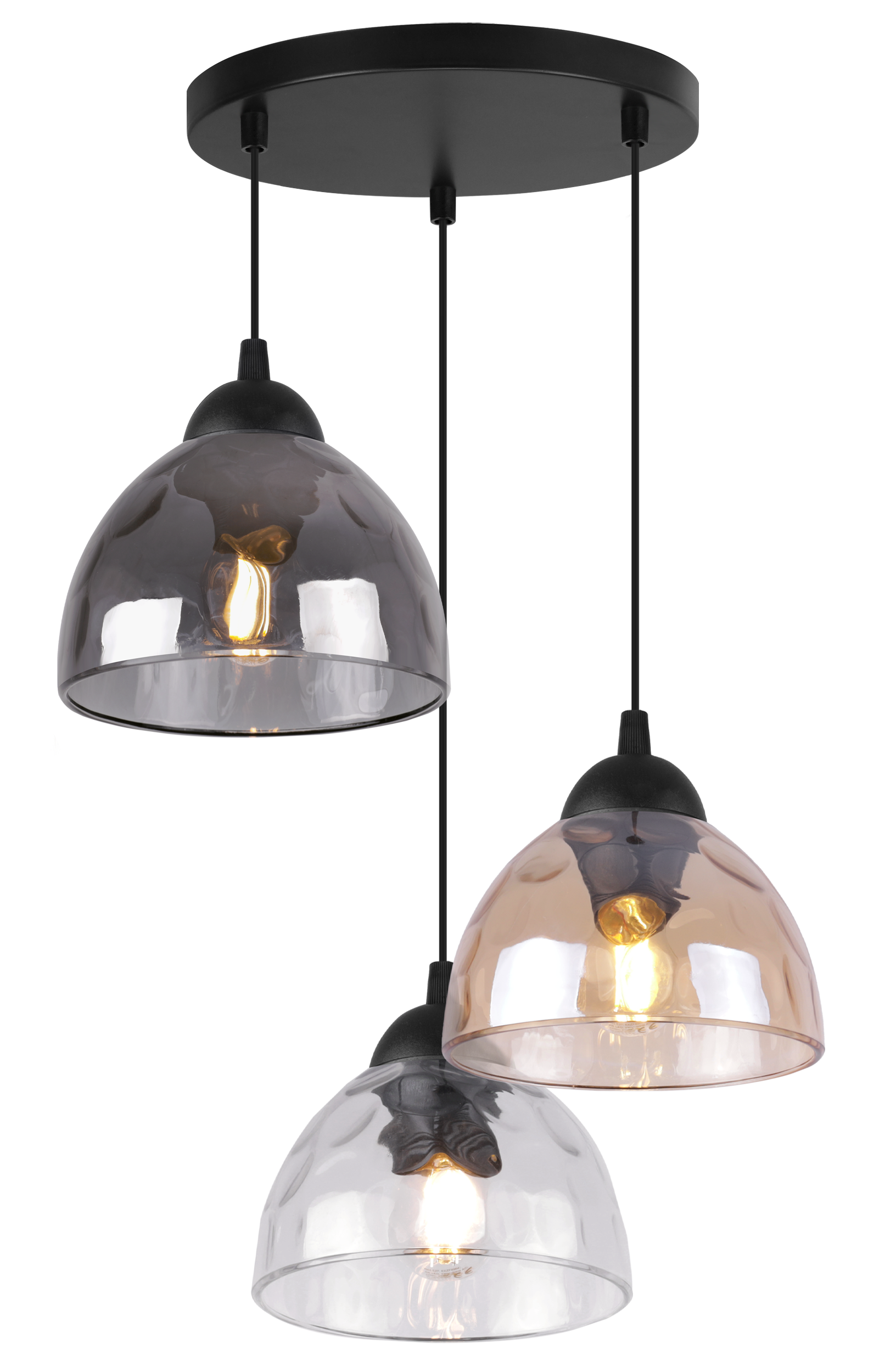 Lampa sufitowa wisząca Venice modern 3xE27 klosz półokrągły czarny/wielokolorowy Light Home LH - 2