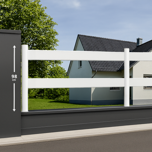 Module de clôture PVC blanc ajouré H 98 x L 150 cm 2 lisses horizontales