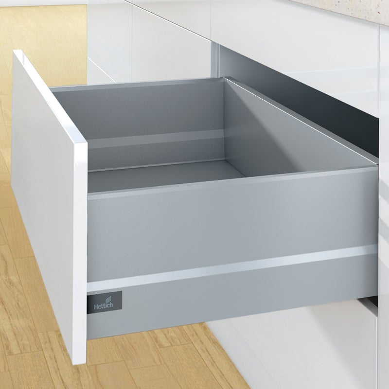 Tiroir Casserolier HETTICH ArciTech - Kit à Monter Soi-même, Hauteur 126/218 Mm, Couleur Blanc, Longueur 650 Mm.