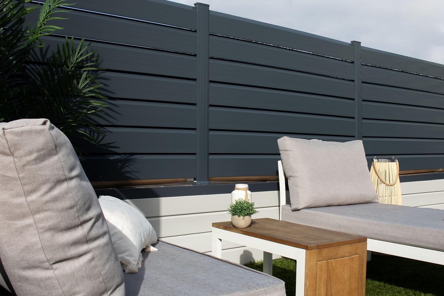 KIT DEPART CLOTURE PVC 7016 Long. 1M50 Haut. 1M30 - idéale pour jardin, balcon et terrasse - coupe-vent - brise vue occultant. - 2