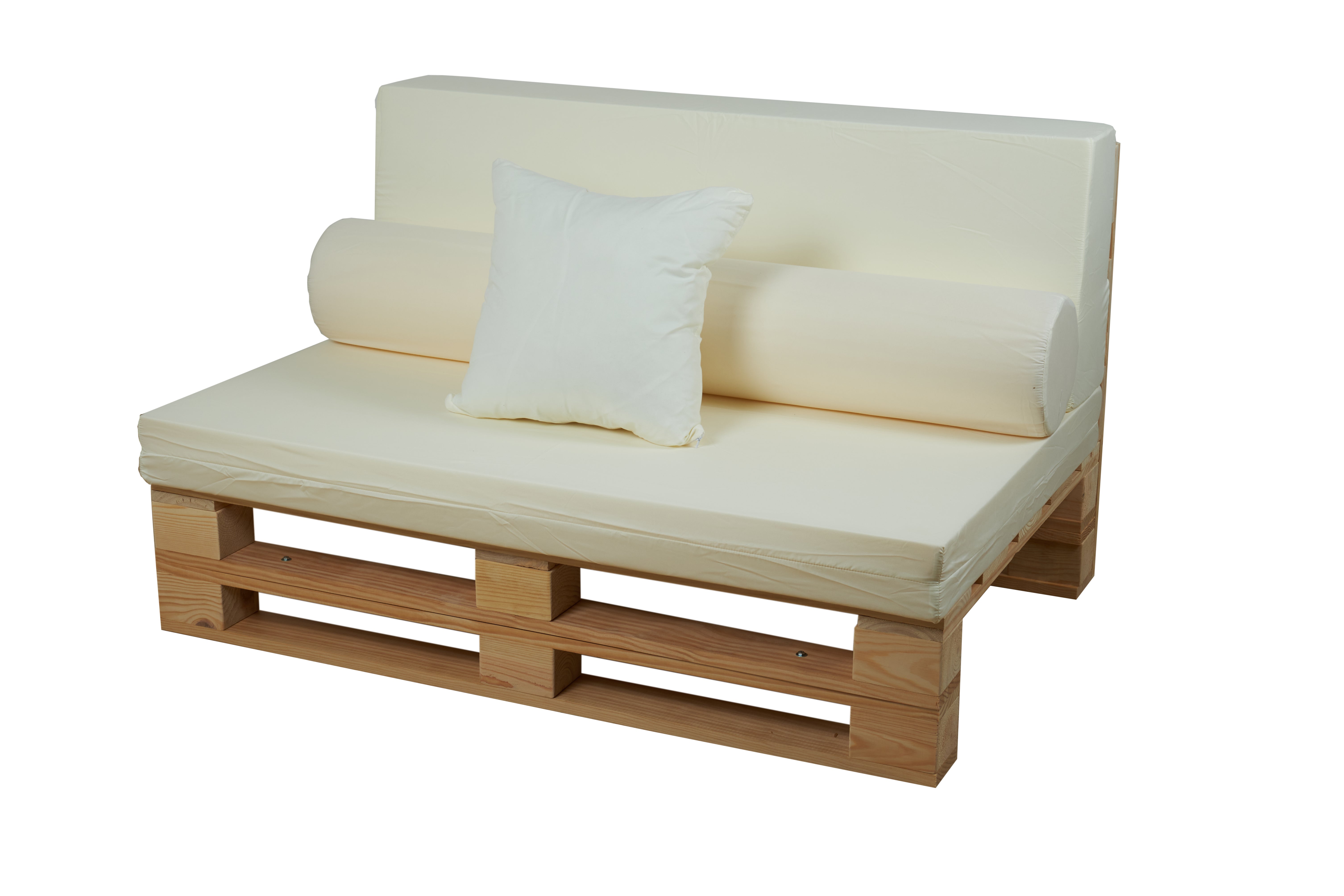 Coussins en tissu microfibre pour canapé en palettes (assise + dossier, beige, 100 x 60 cm) - 4