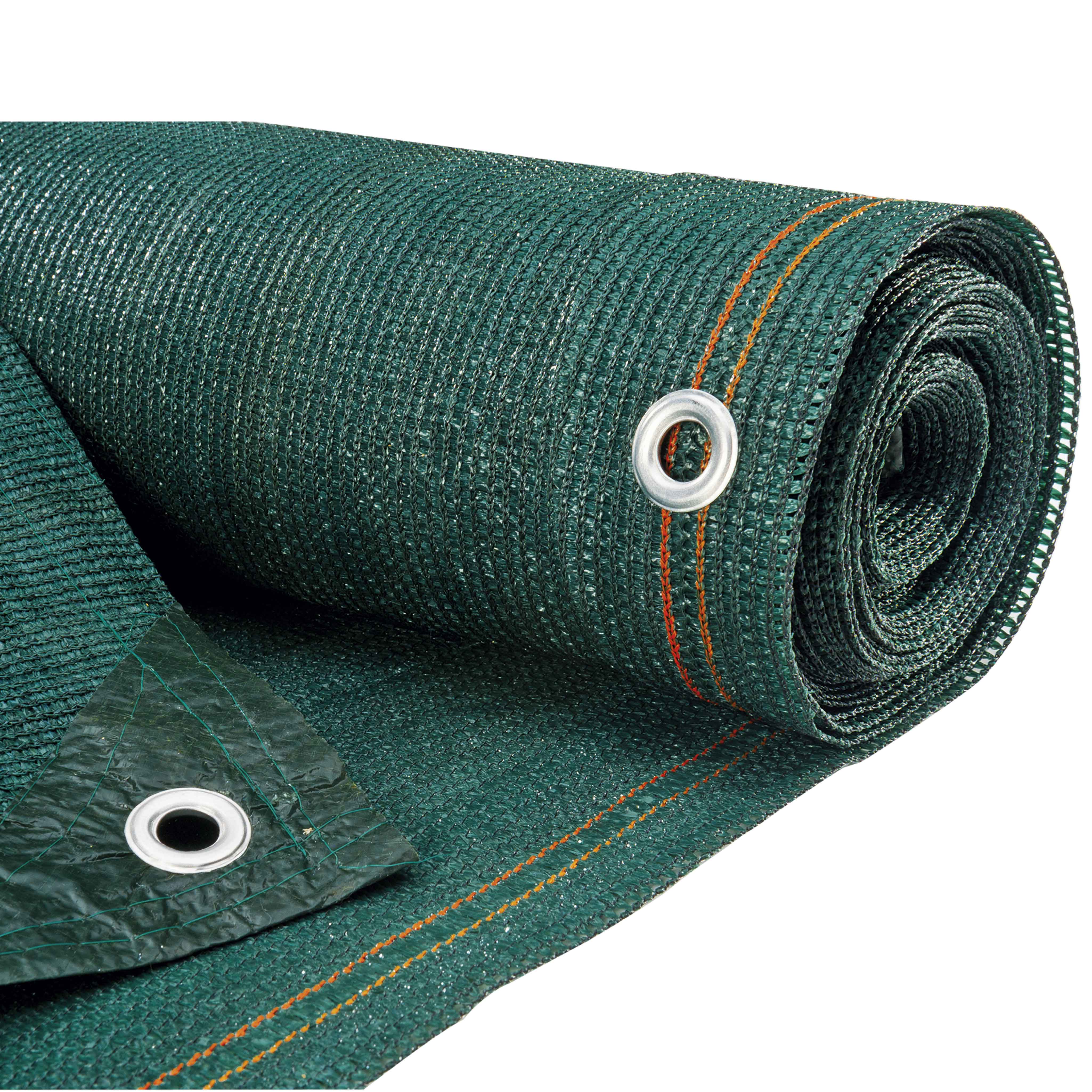 Brise-vue 80% - Vert 90gr/m² - Maille Aérée - Boutonnières Vert Foncé 1.80m X 50m - Jardin