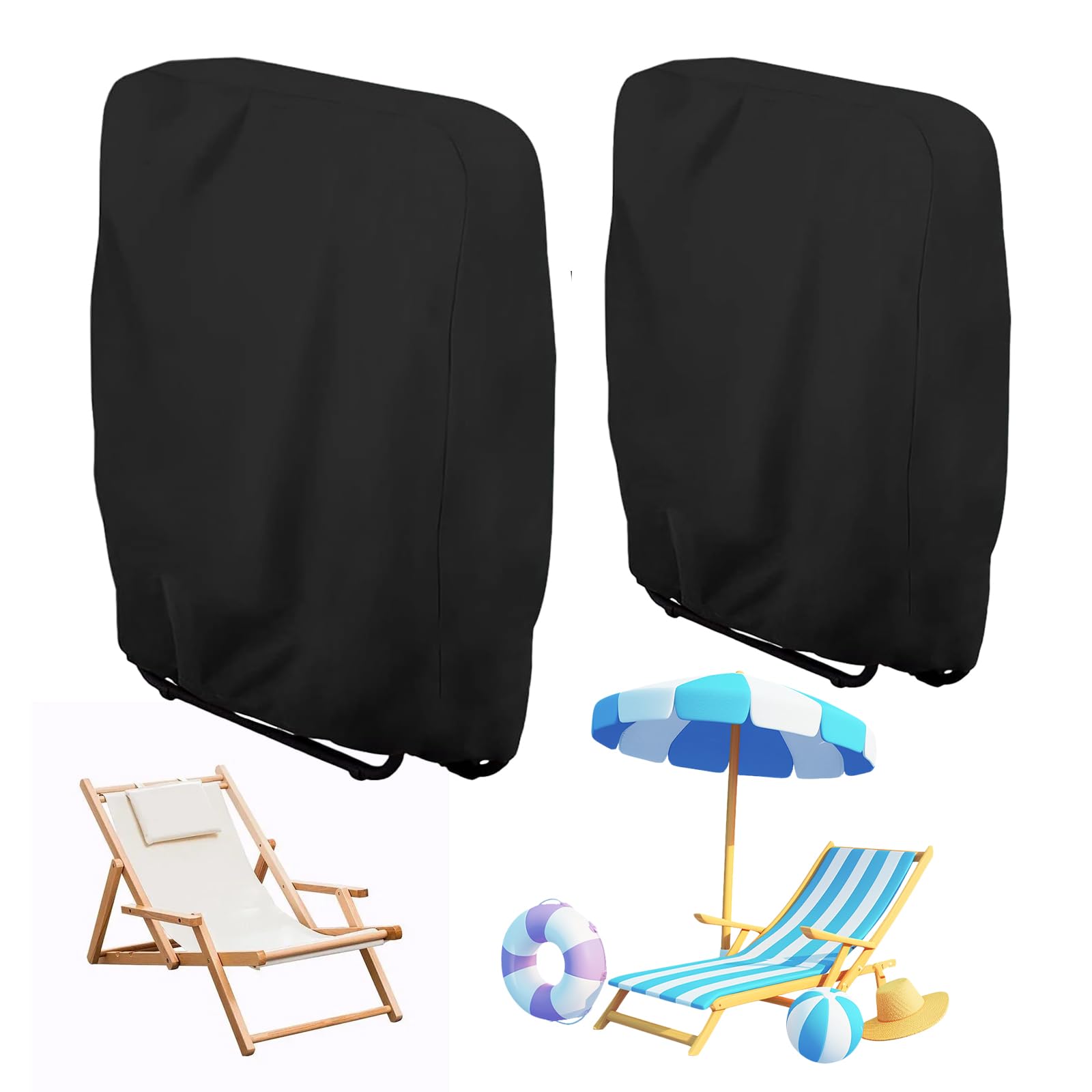 Housse De Protection Transat Pliable 140x75x10 Cm – Sac De Rangement Robuste Et Ergonomique Pour Chaise Longue Jardin, Noir Imperméable Et Durable