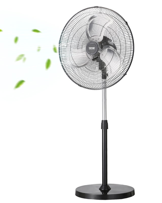 Ventilateur sur Pied Industriel, 450 mm, Oscillant à 90°, Hauteur Réglable, 3 Vitesses, Débit d'Air Max. 5400 CFM, pour Chambre, Salon, Maison VEVOR