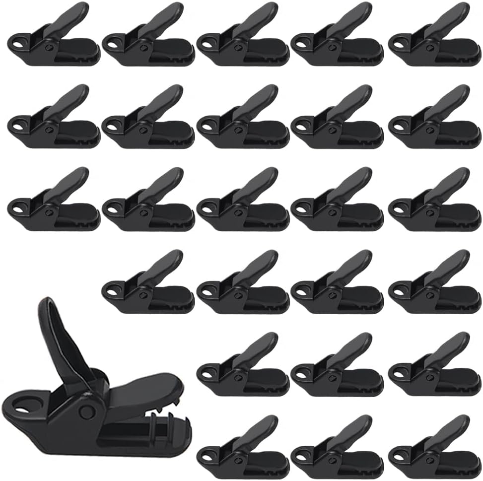 25 sztuk klipsów do namiotów, klipsów do plandek z tworzywa sztucznego, klipsów do plandek namiotowych, klipsów do plandek na kemping, czarny