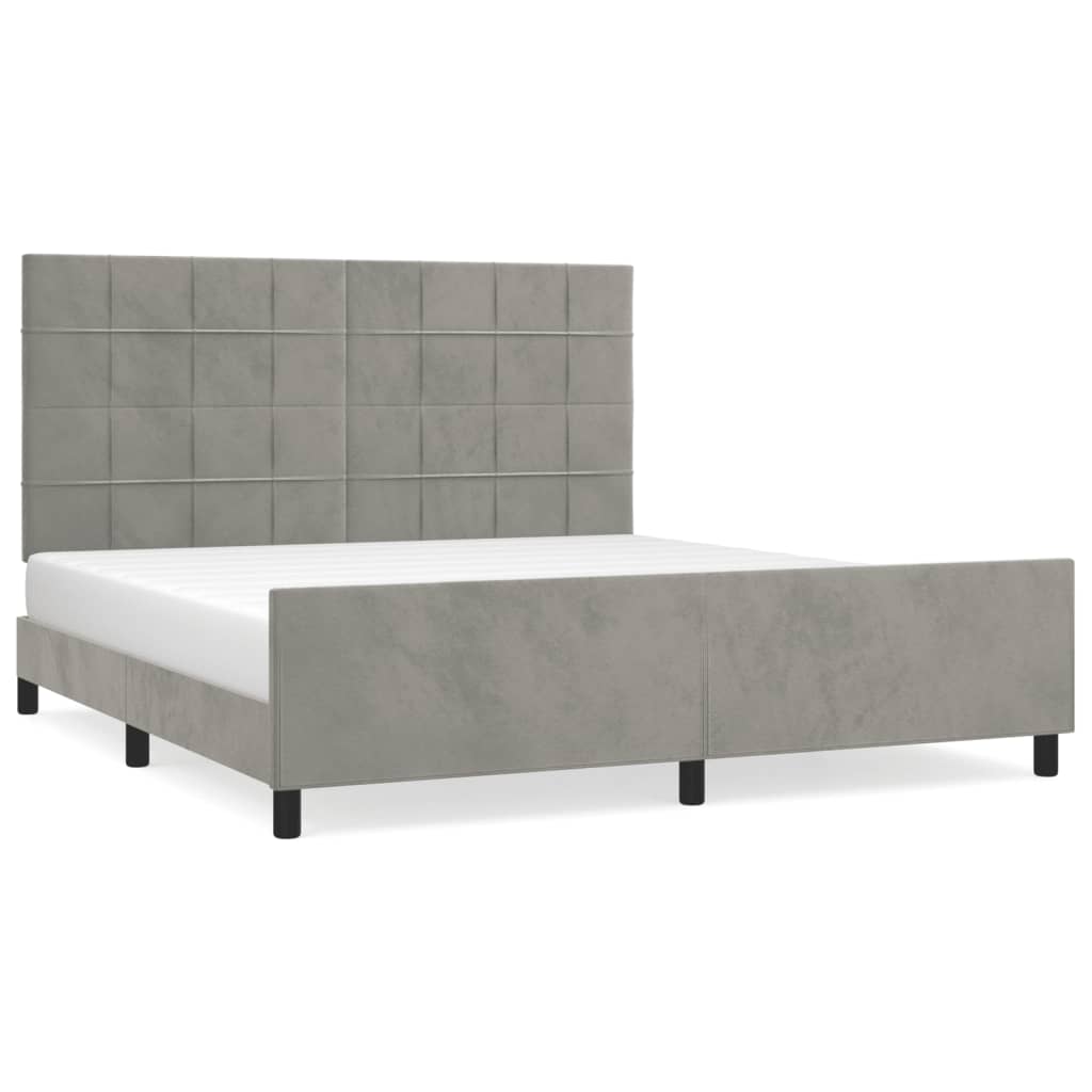 Cadre de lit sans matelas gris clair 160x200 cm velours - 2
