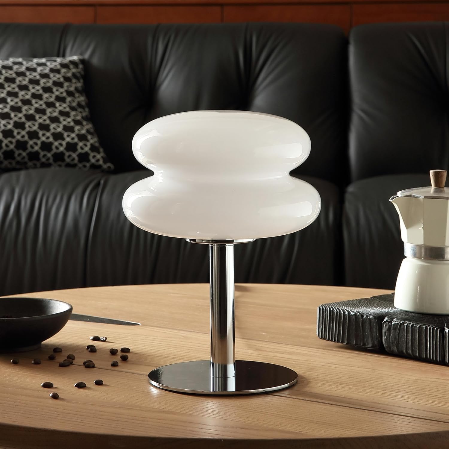 Lampa Stołowa LED Vintage Szklane Ciasto Jajeczne Design Retro Salon Sypialnia 3000K-6000K Ściemnialna Biała