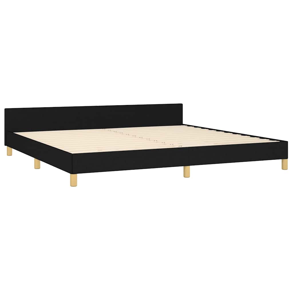 Cadre de lit sans matelas noir 200 x 200 cm tissu - 4