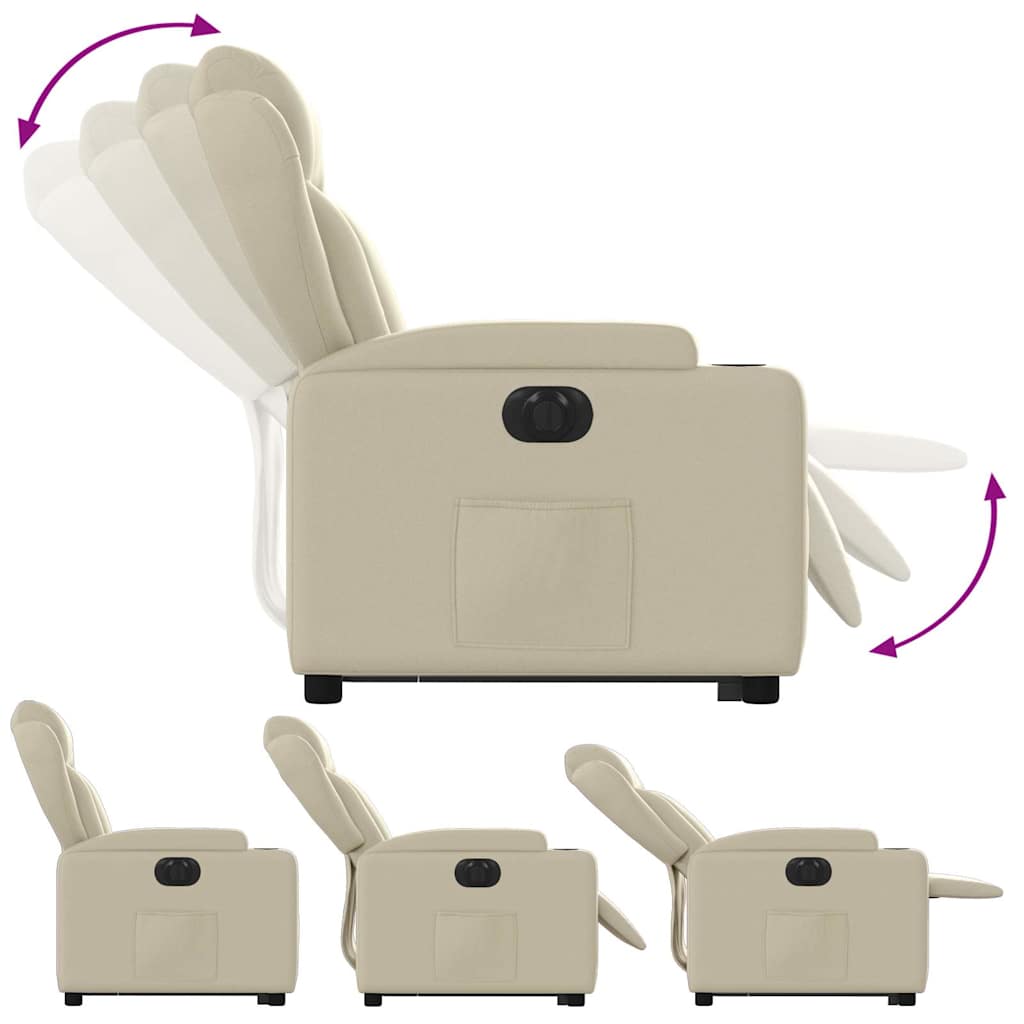Fauteuil inclinable électrique crème similicuir - 7