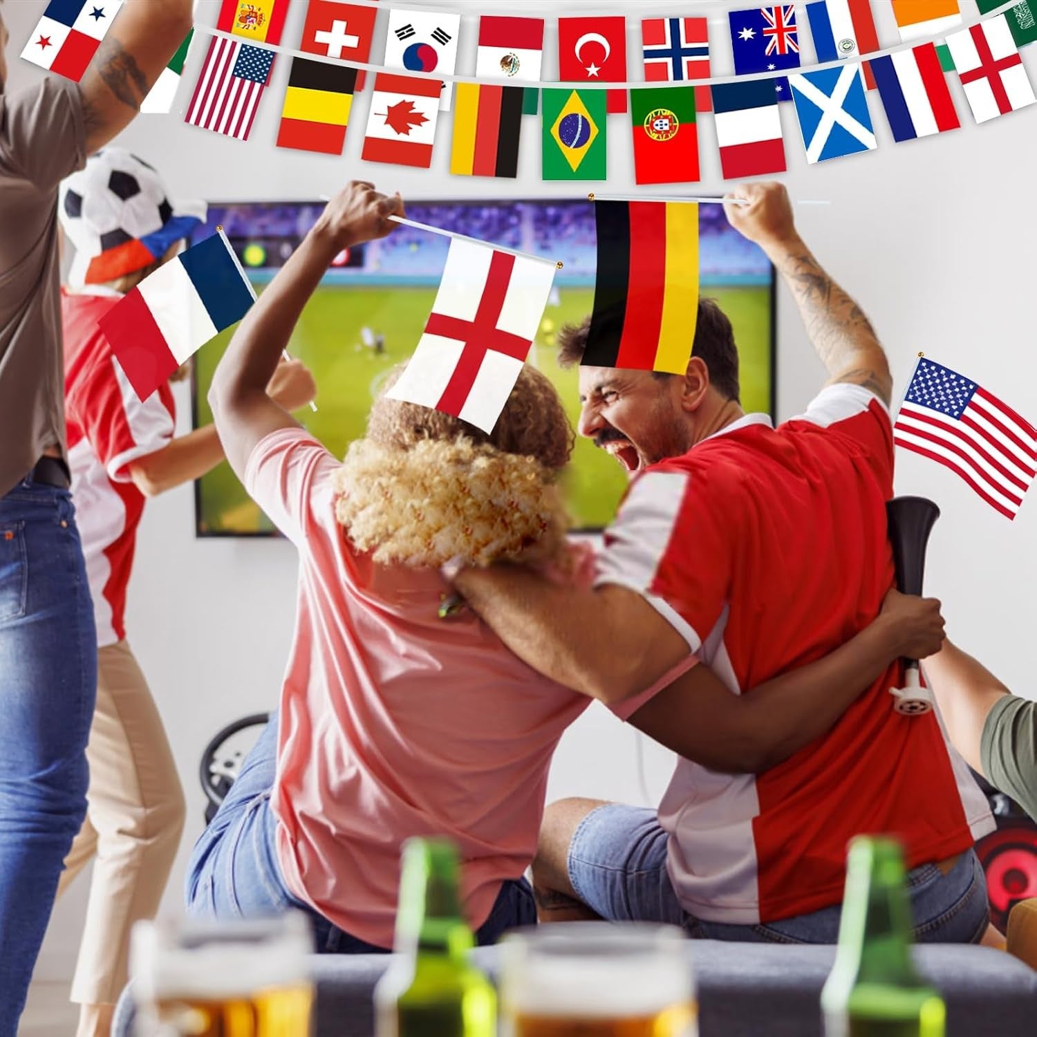 Drapeaux de la coupe du monde de football des 48 nations 2026, drapeau décoratif de la coupe du monde 14 x 21 cm avec mât blanc de 30 cm - 8