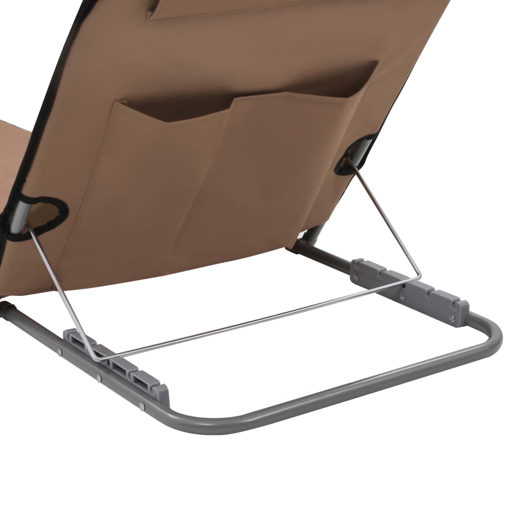 Tapis de plage pliants 2 unités en acier et tissu marron – ComfortXL - 5
