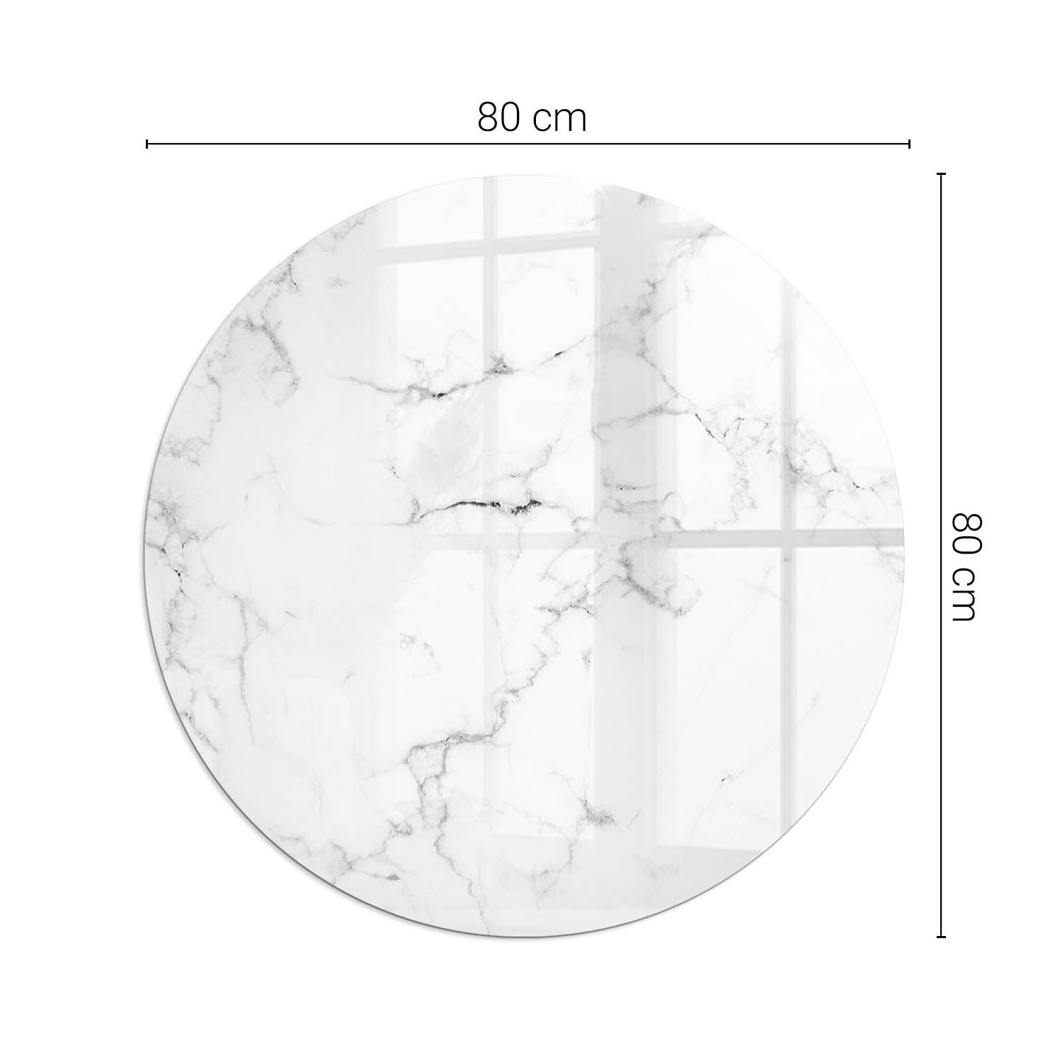 Szklana podkładka pod kominek ze szkła hartowanego - fi 80 cm - Wzór marmurowy z żyłkami - TULUP - 2