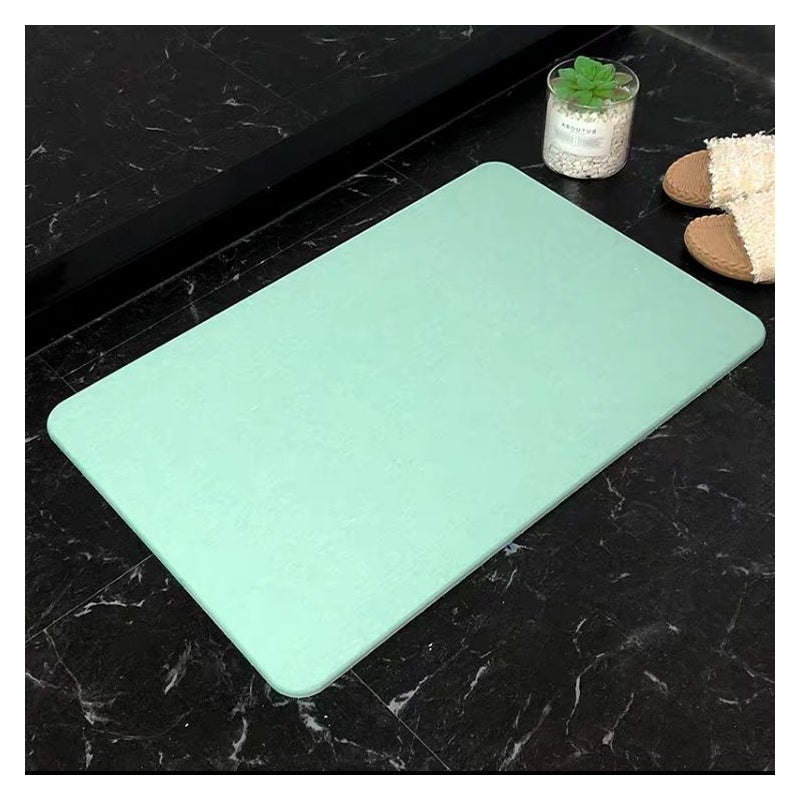 Mata podłogowa z ziemi okrzemkowej, twardy materiał, odpowiednia do łazienek i kuchni (zielona, 39 x 60 x 0,9 cm)