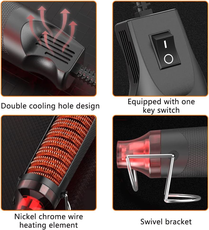 10pcs Décapeur Thermique Mini, Pistolet à Air Chaud Petit 300W Chauffage Rapide pour D'emballage Rétractable le Gaufrage Séchage de la Peinture du - 3