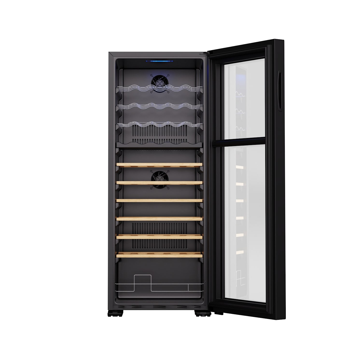 Klarstein Bovella 55 Duo+ Nevera Para Vino, 2 En 1, 55 Botellas, 2 Zonas, 9 Estantes, Táctil Negro , Leroy Merlin