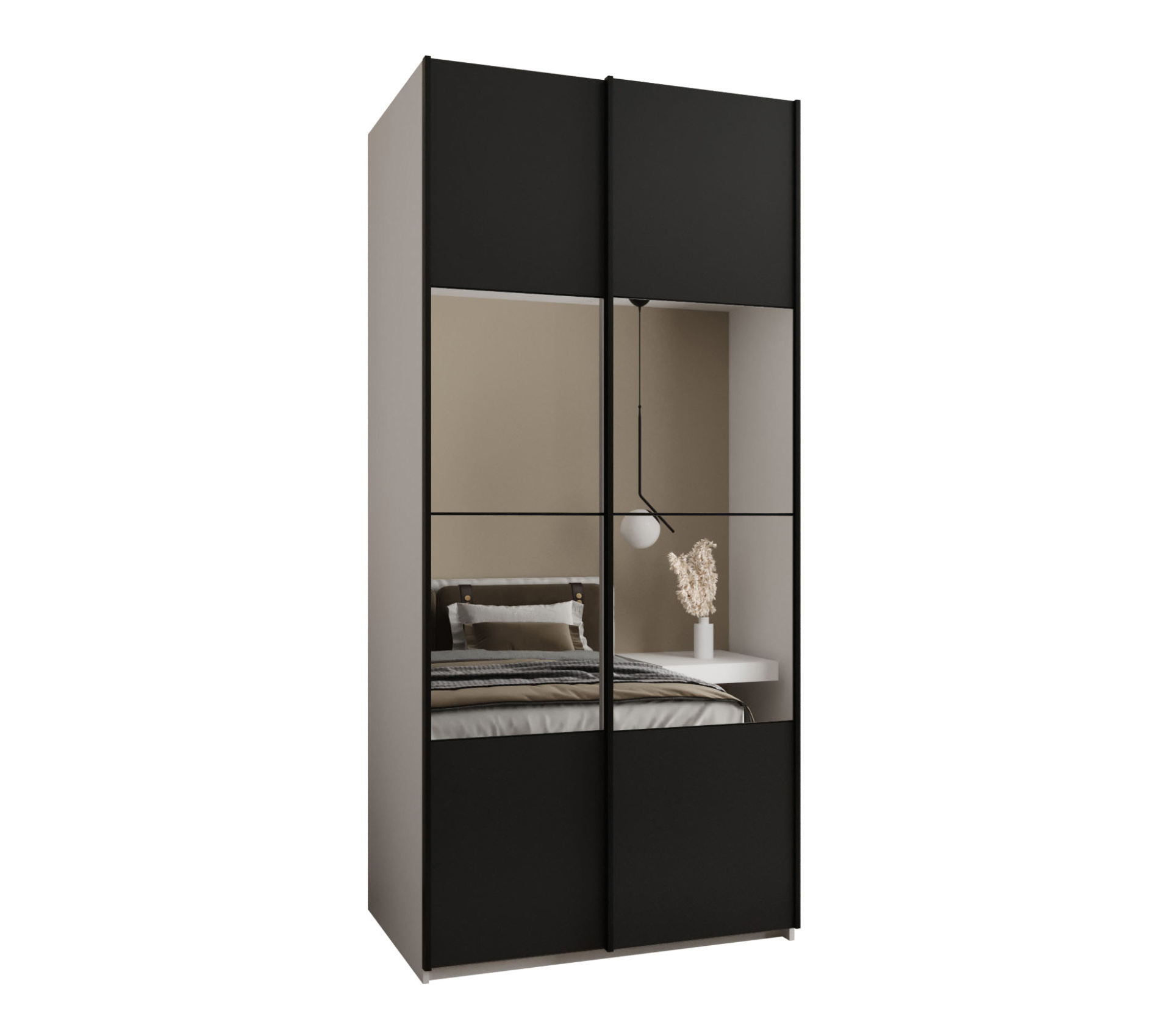 Szafa przesuwna wysoka Lux 4 100 x 64 x 245,5 cm biały + czarny + u. czarny - Abiks Meble