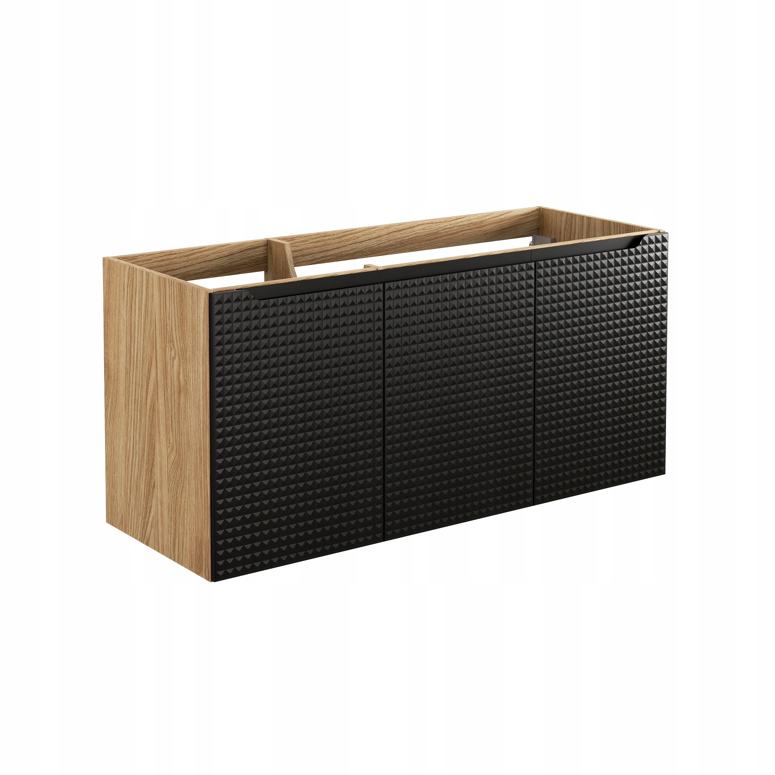 Szafka łazienkowa LUXOR 120 cm czarna dąb olejowany front 3D MDF wisząca - 8