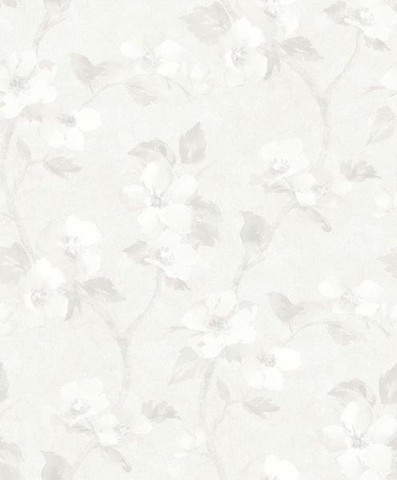 Papier Peint intissé fleurs rose clair et beige - 0.53 x 10.05 m
