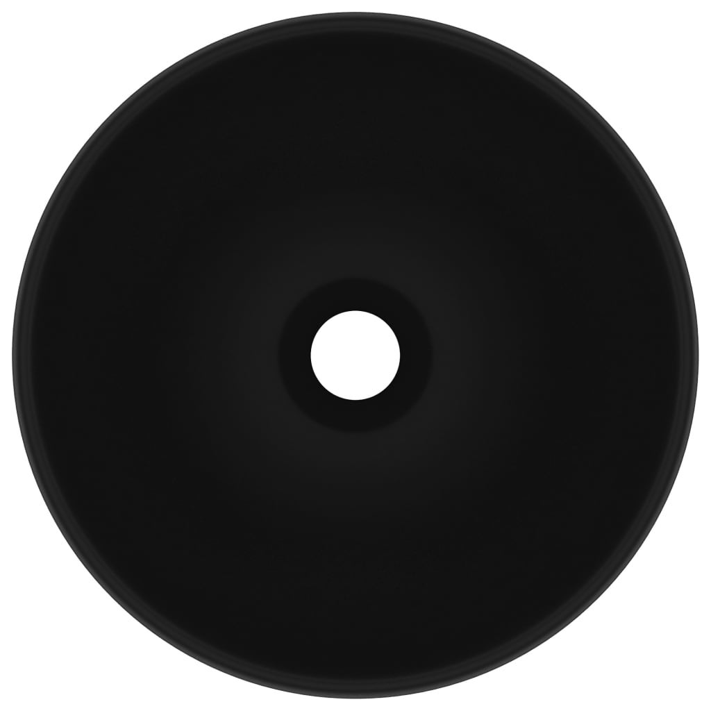 Lavabo rond de salle de bain Noir mat 32,5x14 cm Céramique vidaXL - 4