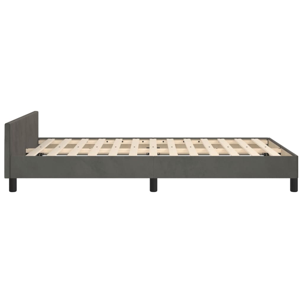 Cadre de lit sans matelas gris foncé 120 x 200 cm velours - 7