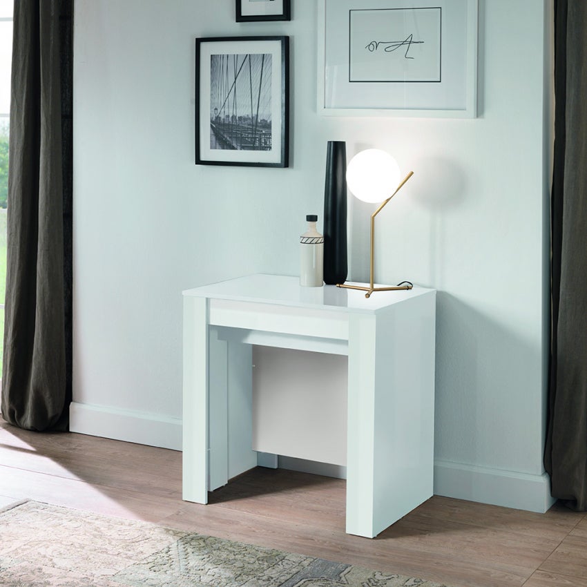 Table console extensible moderne pour salon et salle à manger blanc ...