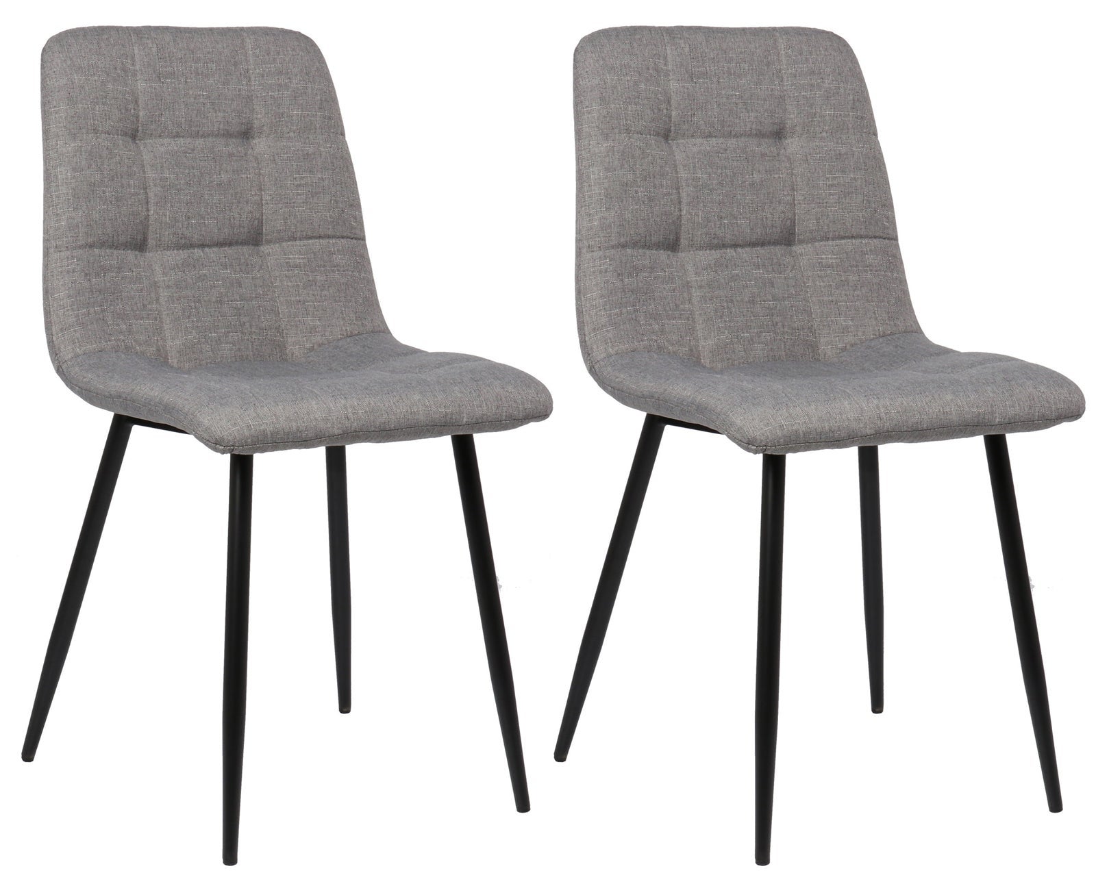 Conjunto de 2 sillas de comedor en tela gris con patas de metal negro mate estilo moderno cds101105