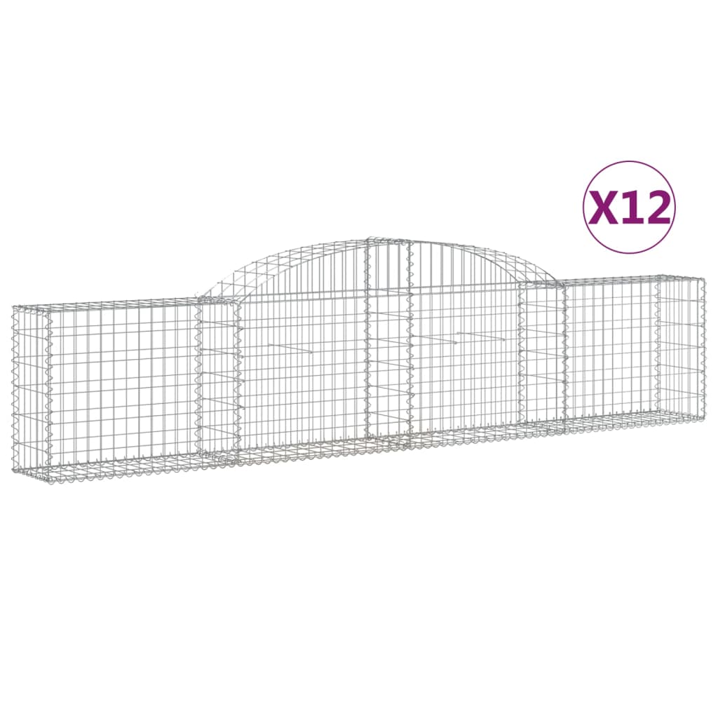 Paniers gabions 12 pcs forme d'arc fer 300x30x60/80 cm - COMFORTXL ...