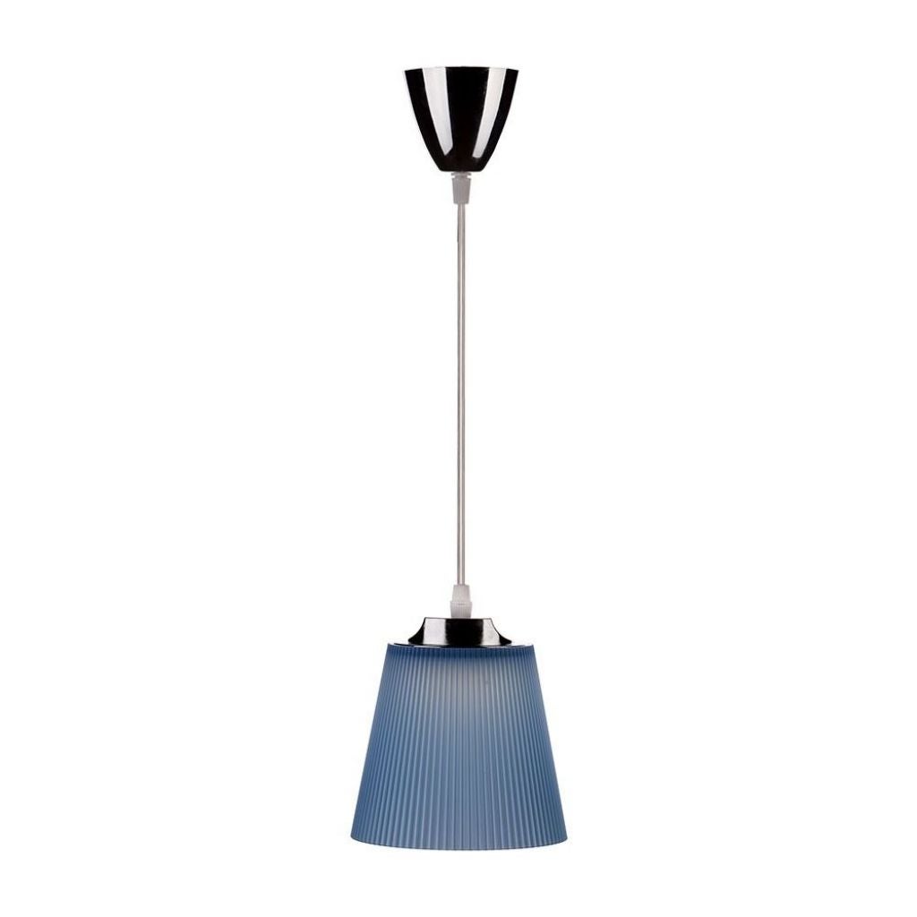 Żyrandol LED Bell 5W w kolorze niebieskim z tworzywa sztucznego z chromowanym mocowaniem metalowym