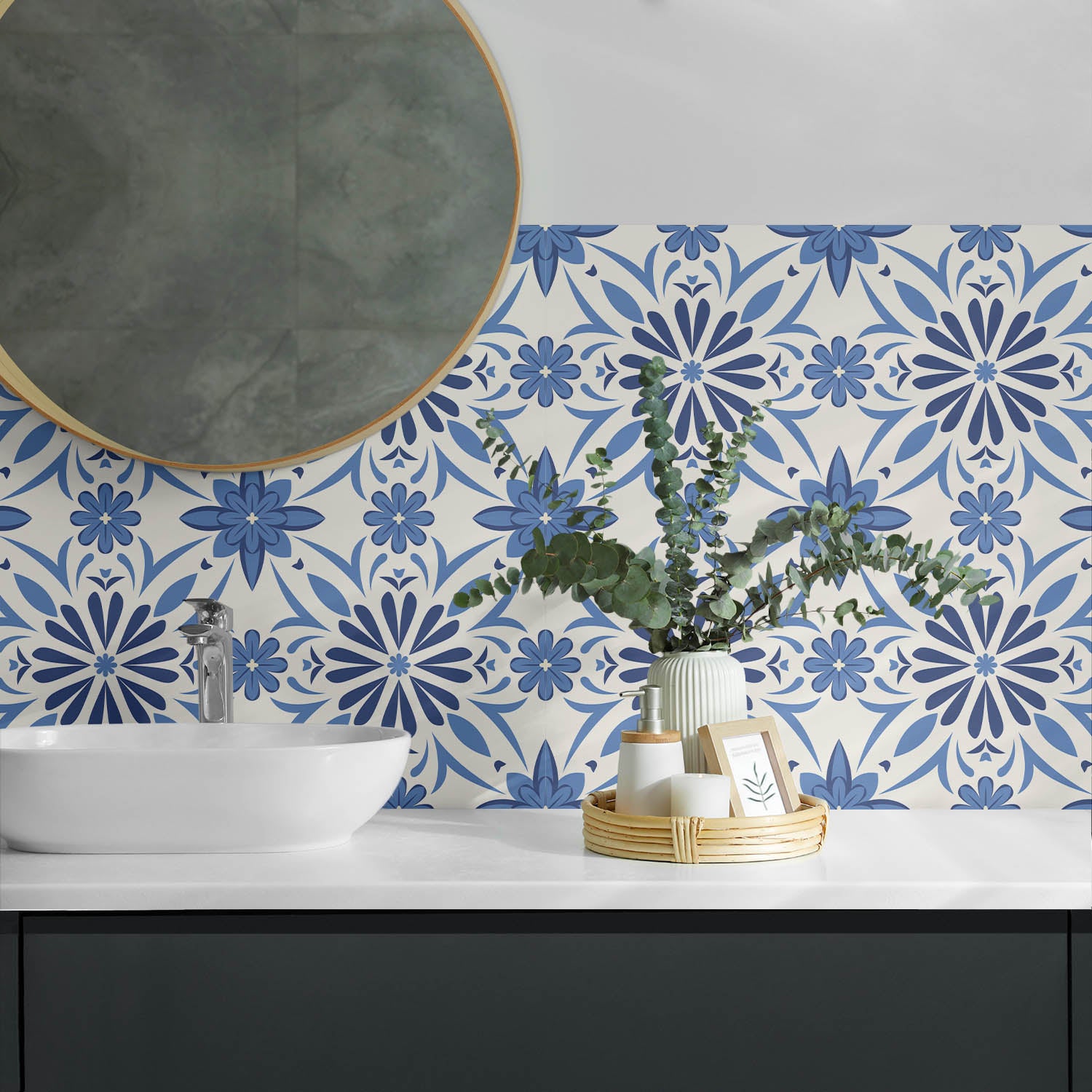 Panneaux muraux décoratifs, panneaux en PVC | 6x60x30 cm |Motif floral sur le fond - 4