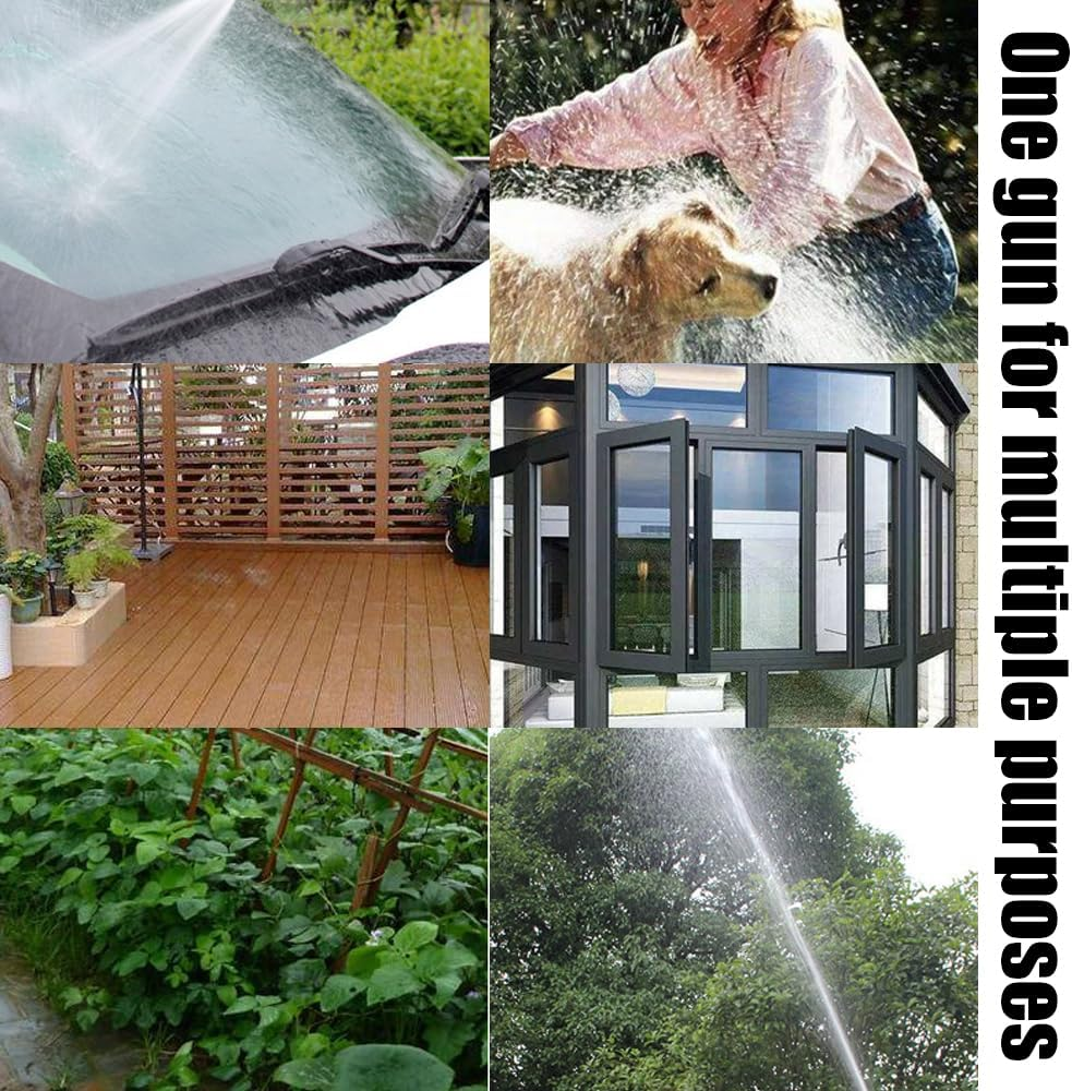 Pistola ad acqua da giardino, pistola ad acqua ad alta pressione con tubo da giardino da 10 m per lavaggio auto, pulizia, giardino e irrigazione - 8