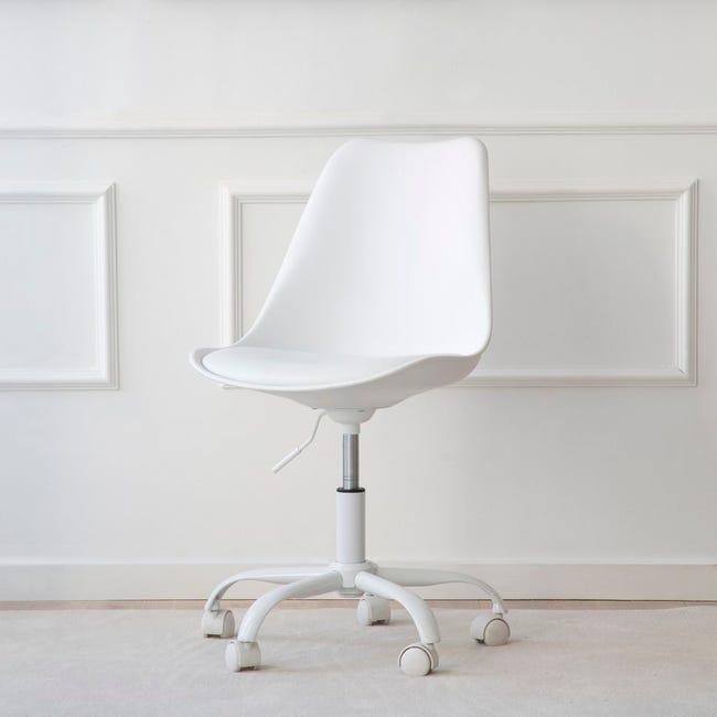 Christie chaise de bureau blanche à roulettes Leroy Merlin