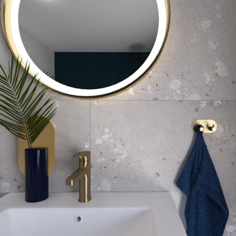 Swiss Aqua Technologies Gancio doppio adesivo da parete in acciaio inox, oro spazzolato (HACEKNALEP2KBZ) - 4